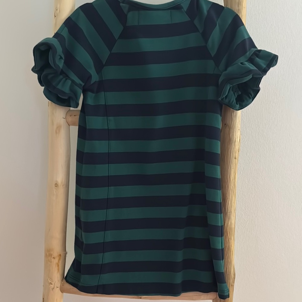 Duffield Lane Green and Black Striped Short Sleeve Tee - Picture 3 of 3